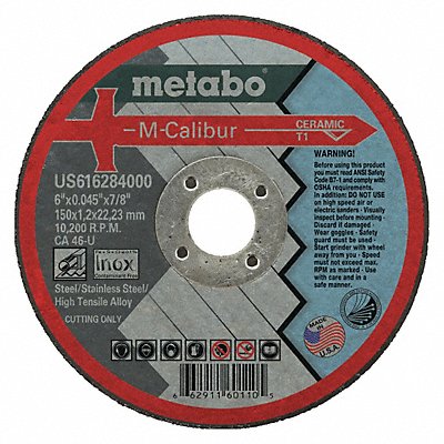 Cut-Off Wheel Ceramic 6 dia. Type 1