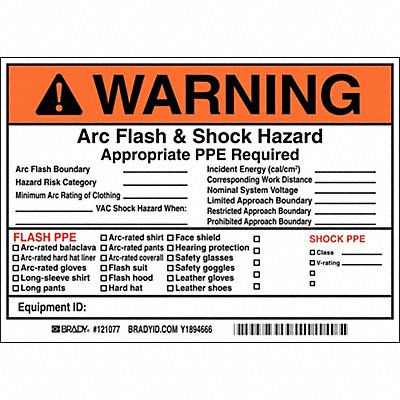 Arc Flash Protection Label 5 in H PK5