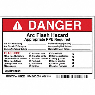 Arc Flash Protection Label 6 in W PK5