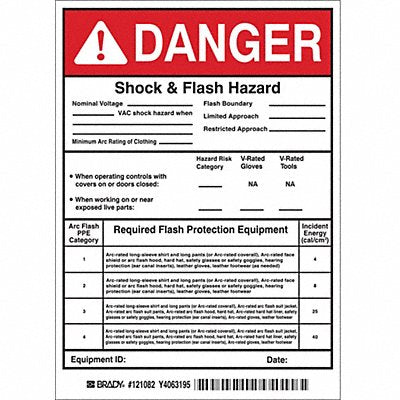 Arc Flash Protection Label 7 in H PK5