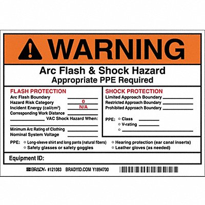 Arc Flash Protection Label 5 in H PK5