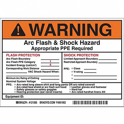 Arc Flash Protection Label 5 in H PK5