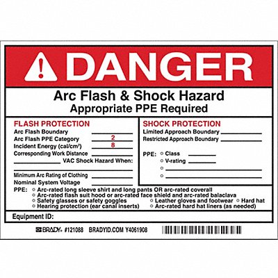 Arc Flash Protection Label 5 in H PK5