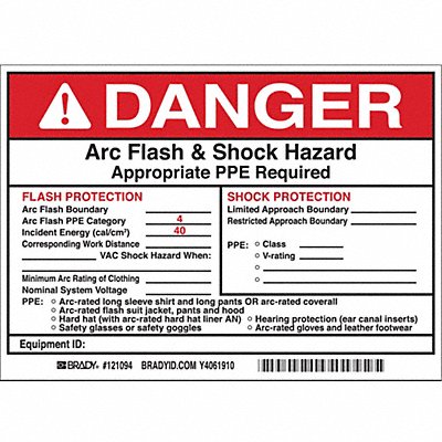 Arc Flash Protection Label 5 in H PK5