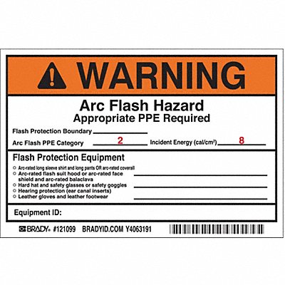Arc Flash Protection Label 4 in H PK5