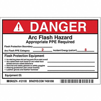 Arc Flash Protection Label 4 in H PK5