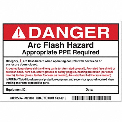 Arc Flash Protection Label 6 in W PK5