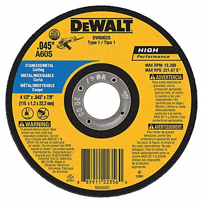 Abrsv Cut Whl 4-1/2 Dx0.045In T 7/8In AH