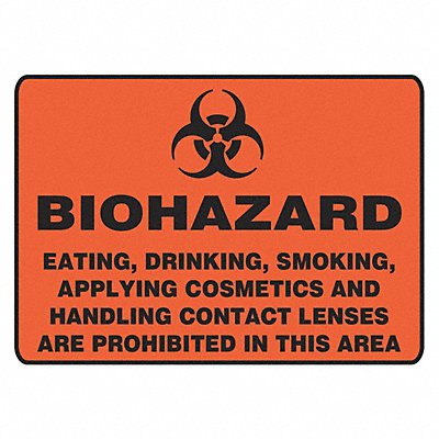 Biohazard Sign 10 x 14In BK/ORN AL SURF
