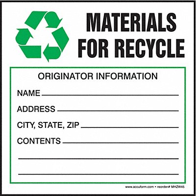 Hazardous Waste Label 4 in H PK100