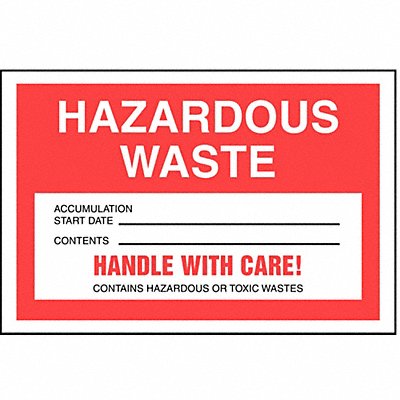Hazardous Waste Label 4 in H PK250