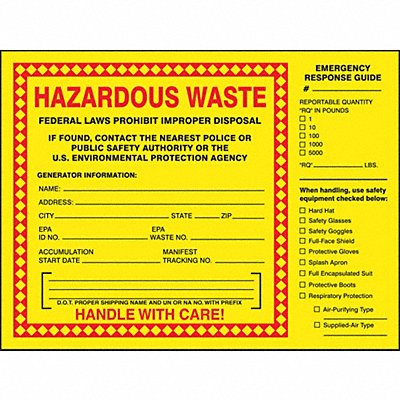 Hazardous Waste Label 6 in H PK25